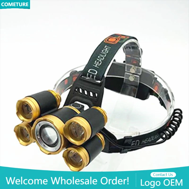 Power Tools Zoom - 5LED T6 헤드 램프 줌 손전등