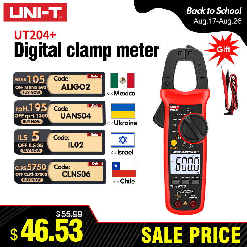 Power Tools Plus - UNI-T UT204+ UT202A+ AC 전류 클램프