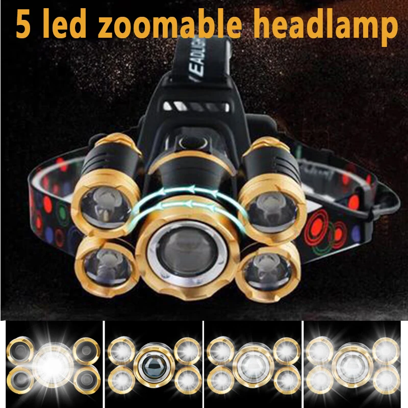 5LED T6 헤드 램프 줌 손전등 토치 충전식 방수  - Power Tools Zoom 리뷰 및 가격