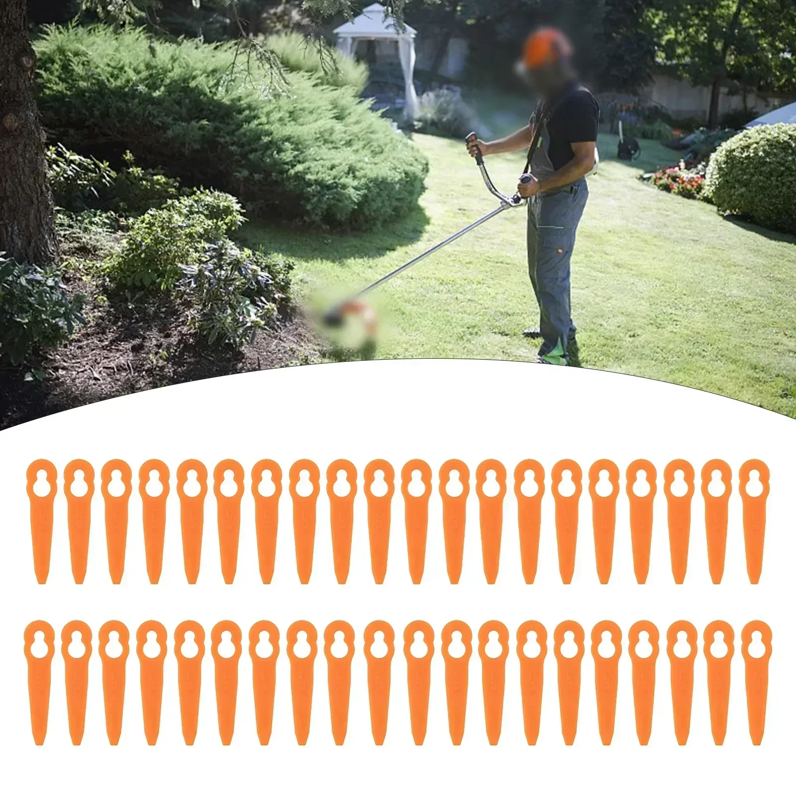 40pcs 플라스틱 블레이드 잔디 깎는 기계 브러시 커 - Power Tools Orange 리뷰 및 가격