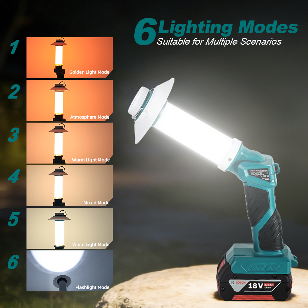6 가지 모드 캠핑 LED 손전등 보쉬 휴대용 투광 조 - Power Tools Zoom 리뷰 및 가격