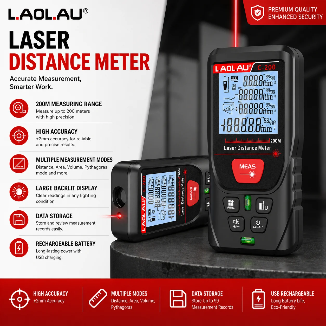 LAOLAU 50m/100m/120m/200m 디지털  - Power Tools Green 리뷰 및 가격
