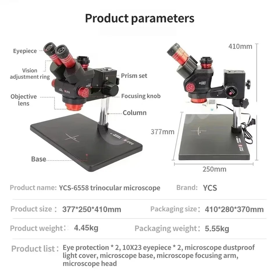 YCS 6558X 삼안 현미경 고화질 6.5-58X 줌 - Power Tools Zoom 리뷰 및 가격